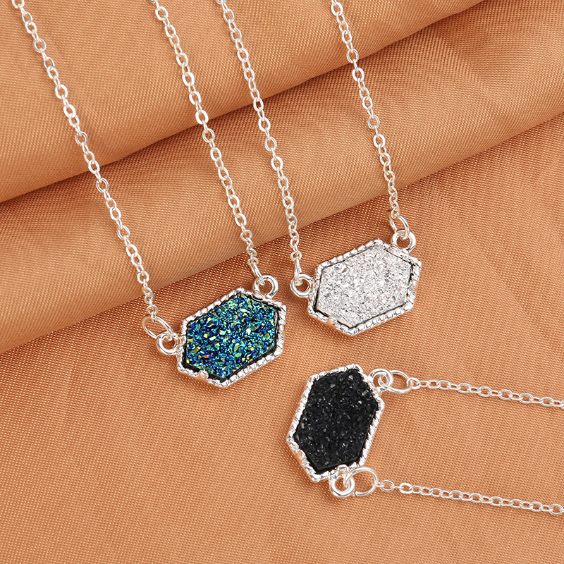 Alternative view of Crystal Cluster Turquoise Pendant Necklace
