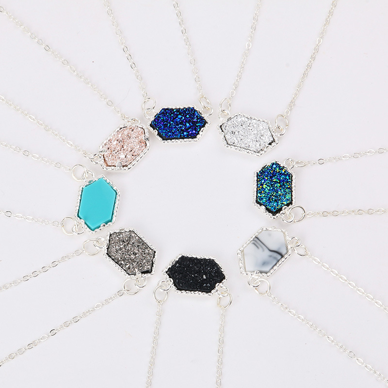 Crystal Cluster Turquoise Pendant Necklace