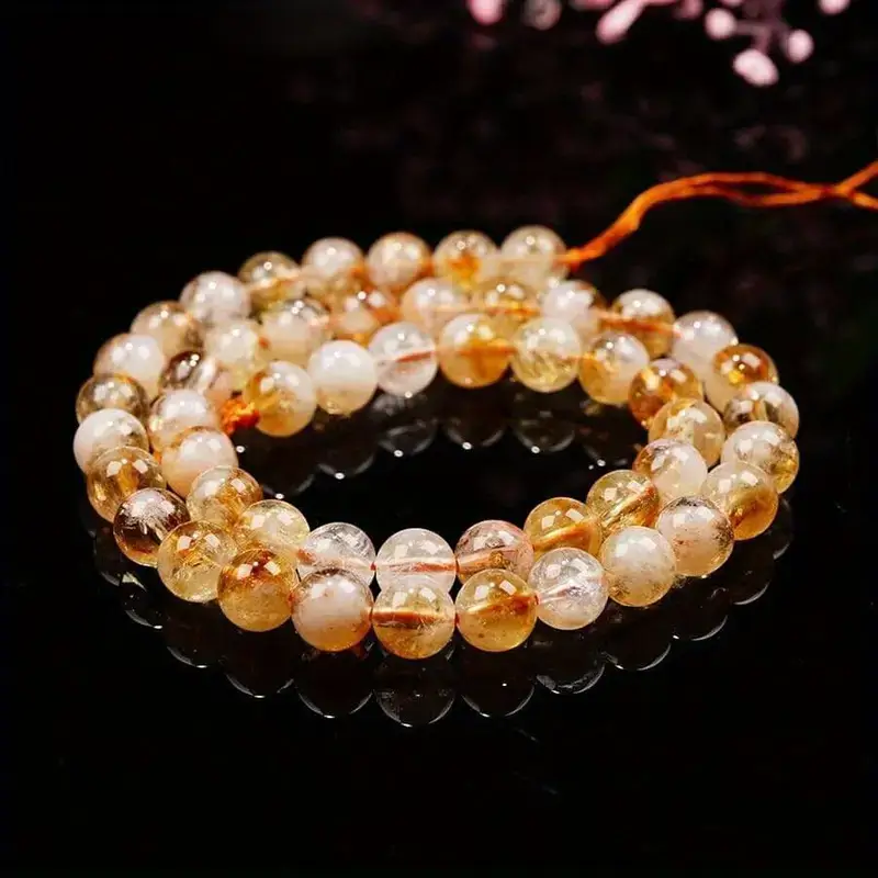 Round Shaped Natural Citrine Stone Bracelet​ Elegant Ideal for Gift