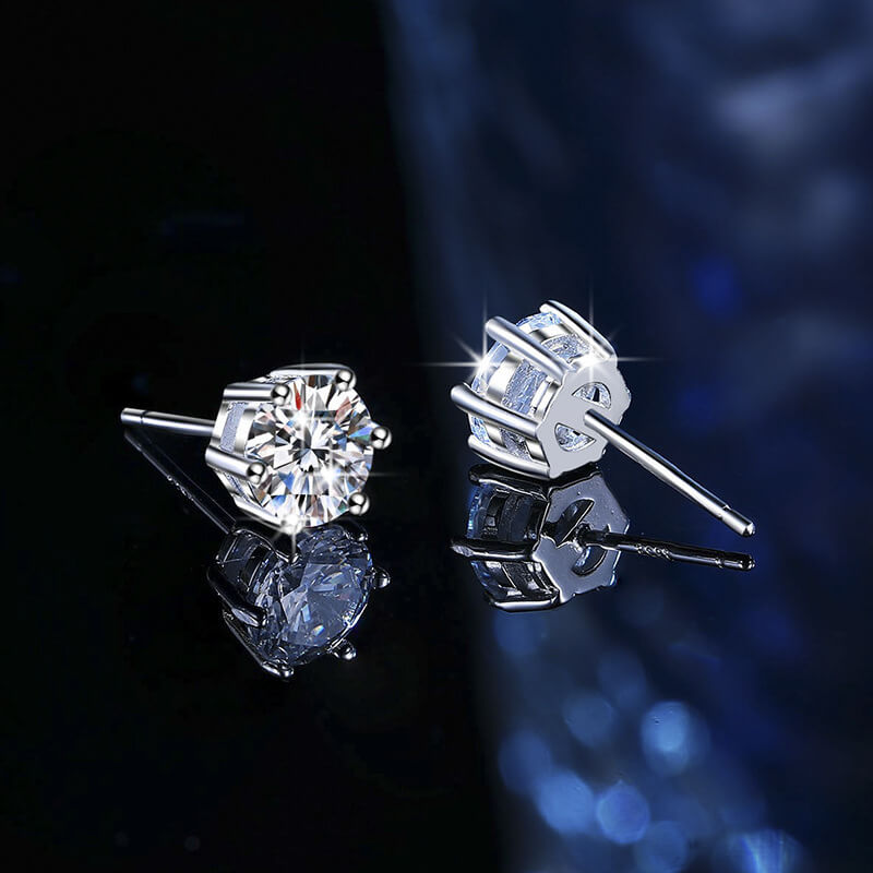 Alternative view of 1 Carat Moissanite Earrings 6 Prong 925 Sterling Silver