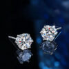 1 Carat Moissanite Earrings 6 Prong 925 Sterling Silver