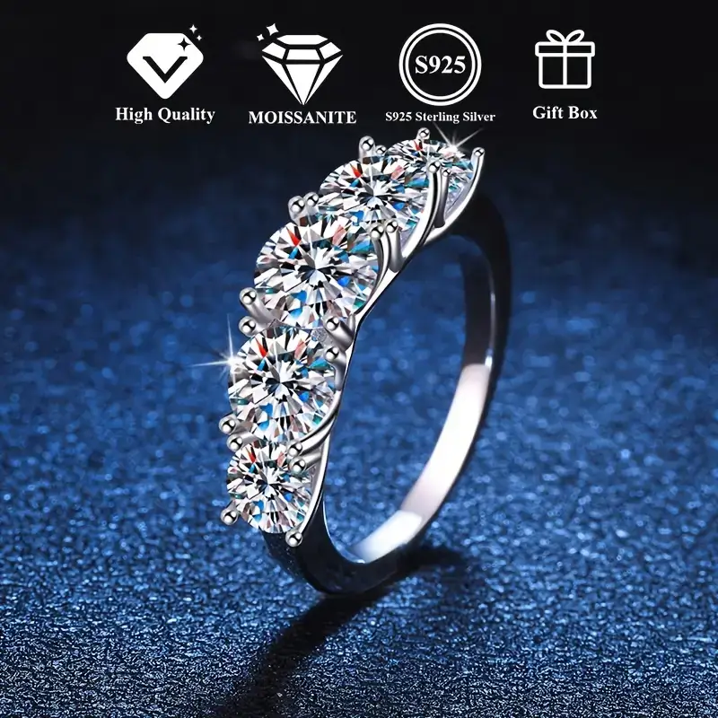 3.6 Carat Moissanite Ring 925 Sterling Silver - Image 4
