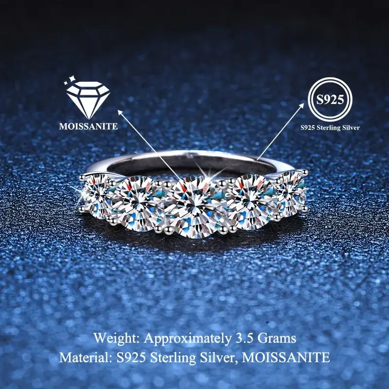 Alternative view of 3.6 Carat Moissanite Ring 925 Sterling Silver
