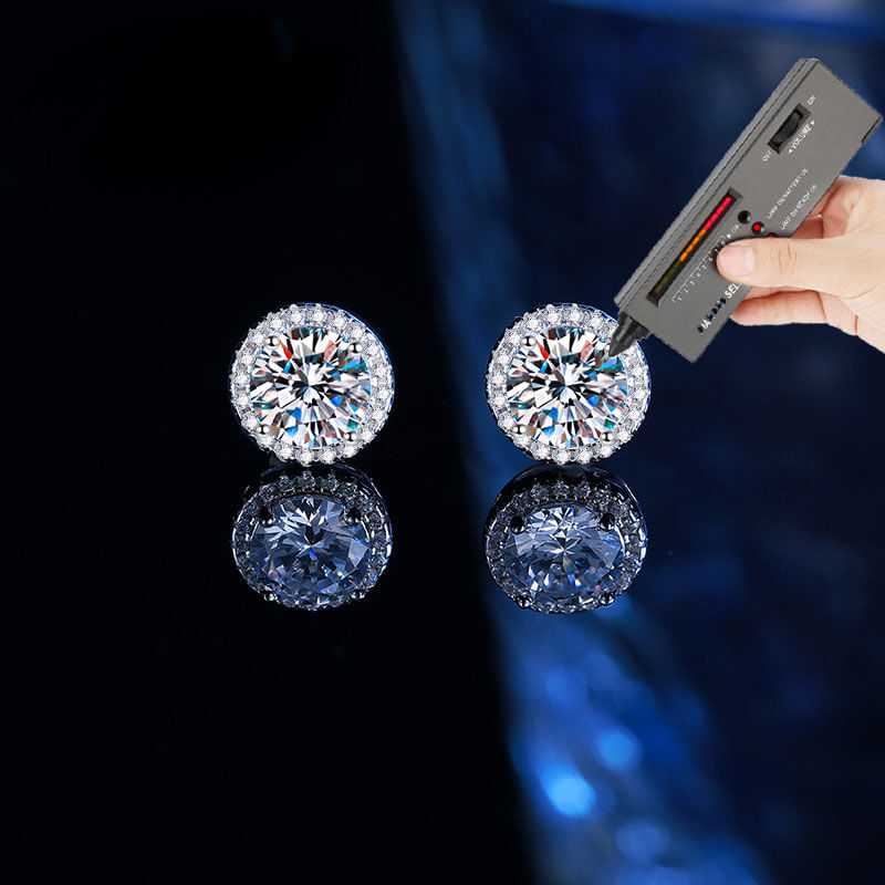 Alternative view of Women's Delicate Round Moissanite Earrings Wholesale