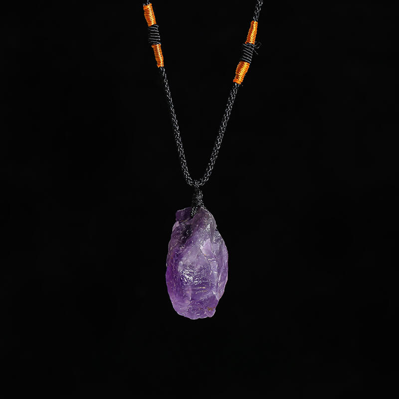 Irregular Natural Crystal Raw Stone Necklace amethyst