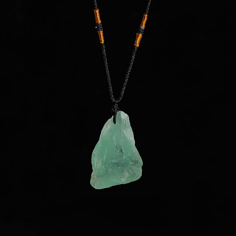 Irregular Natural Crystal Raw Stone Necklace green fluorite