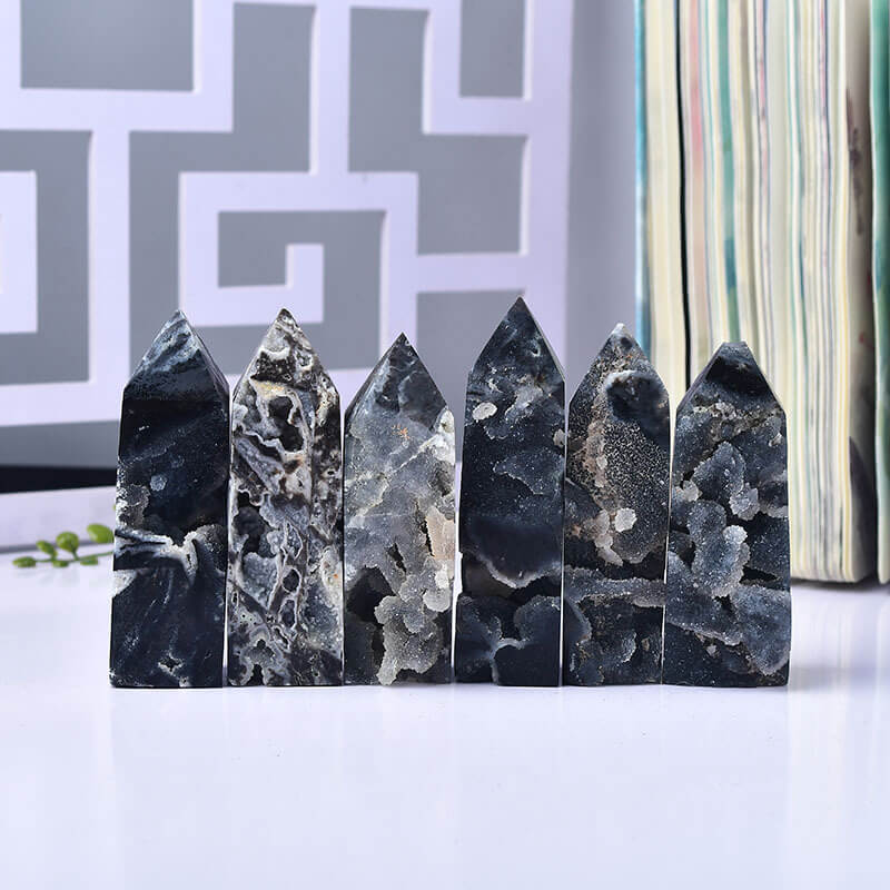 Natural Black Sphalerite Crystal Tower - Image 3