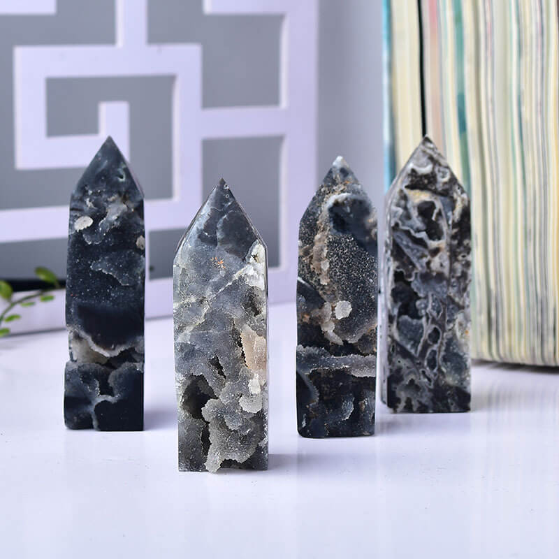 Alternative view of Natural Black Sphalerite Crystal Tower