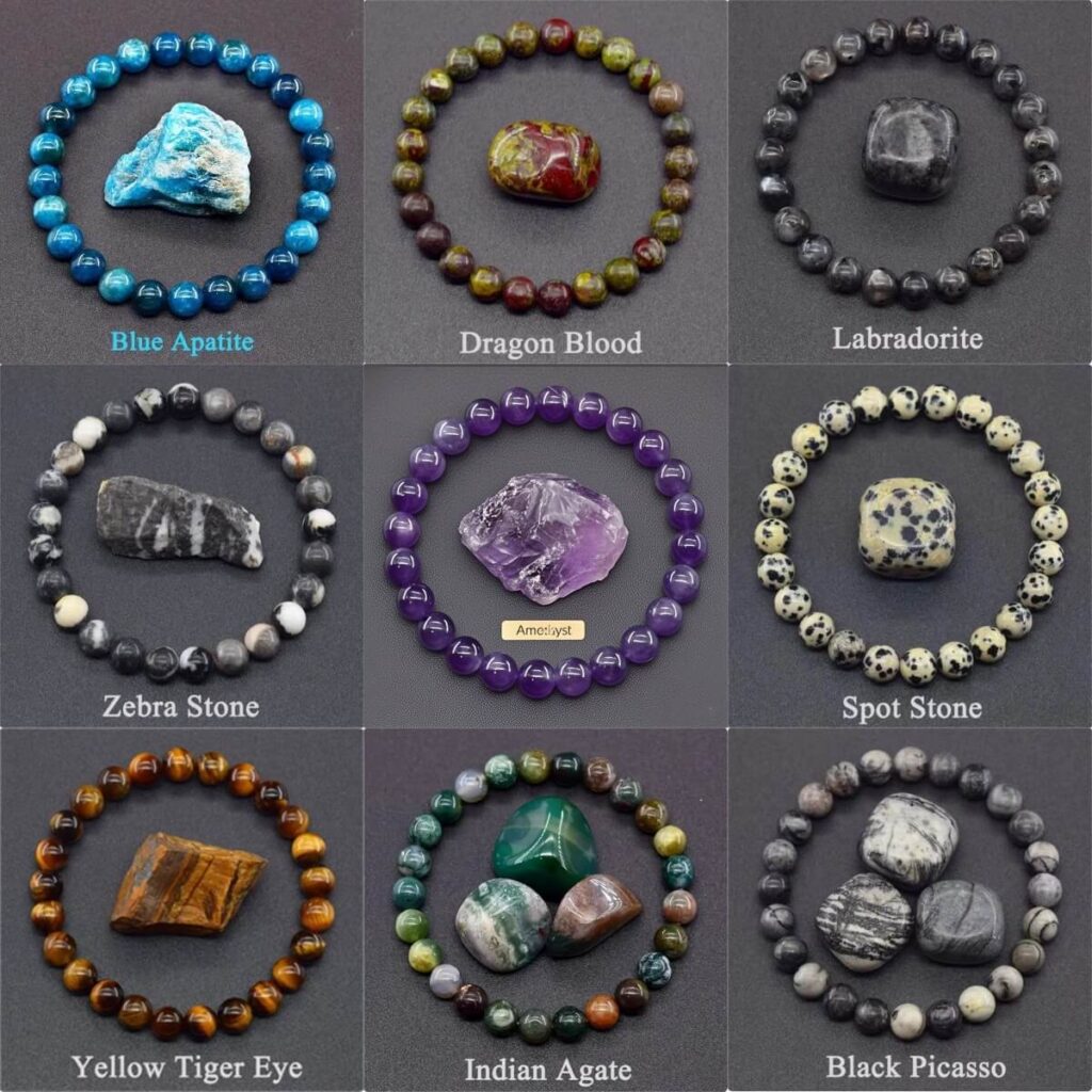 Natural Gemstones Crystal Bracelets Amethyst Tiger Eye Agate