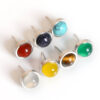Natural Round Agate Earrings Stainless Steel Wrapped