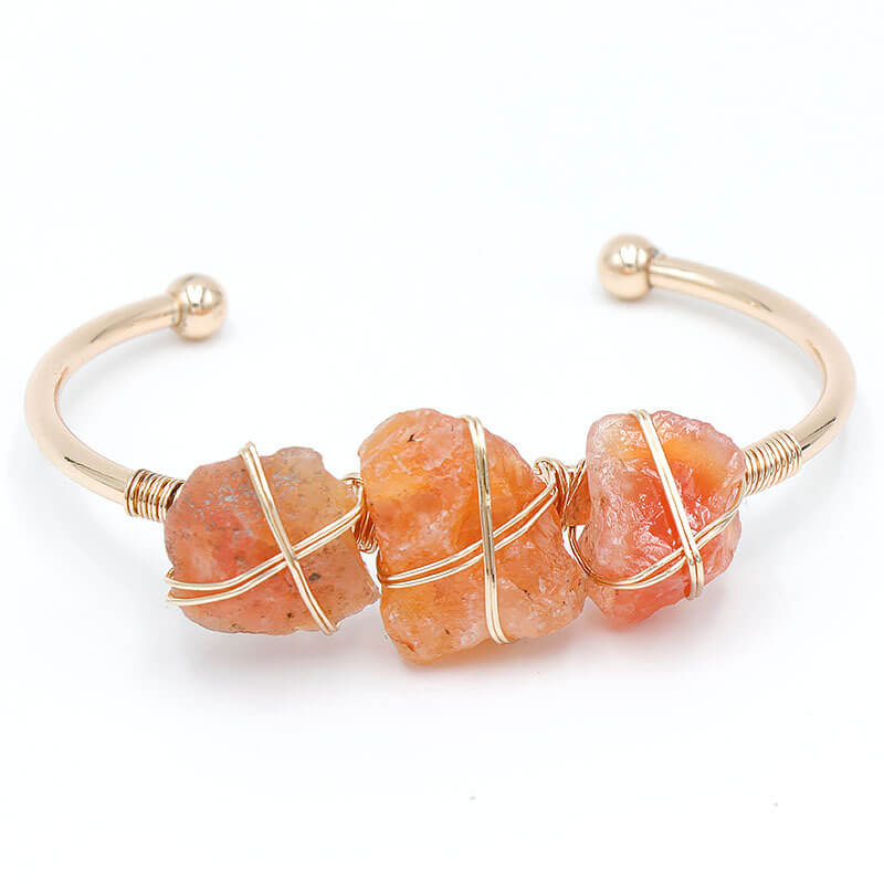 Vintage Boho Style Raw Stone Bracelet Red Agate