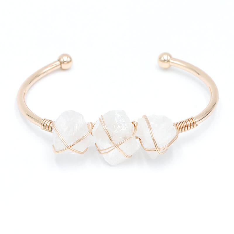 Vintage Boho Style Raw Stone Bracelet White crystal
