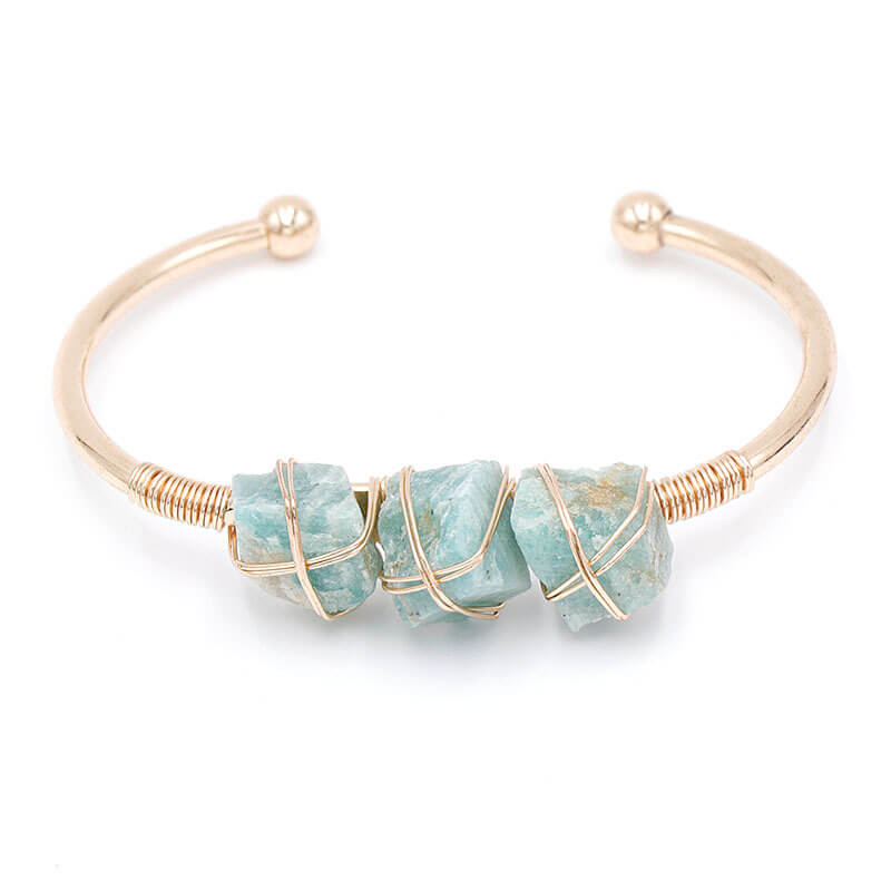 Vintage Boho Style Raw Stone Bracelet Green Fluorite