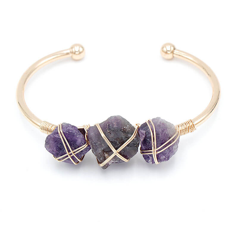 Vintage Boho Style Raw Stone Bracelet Amethyst