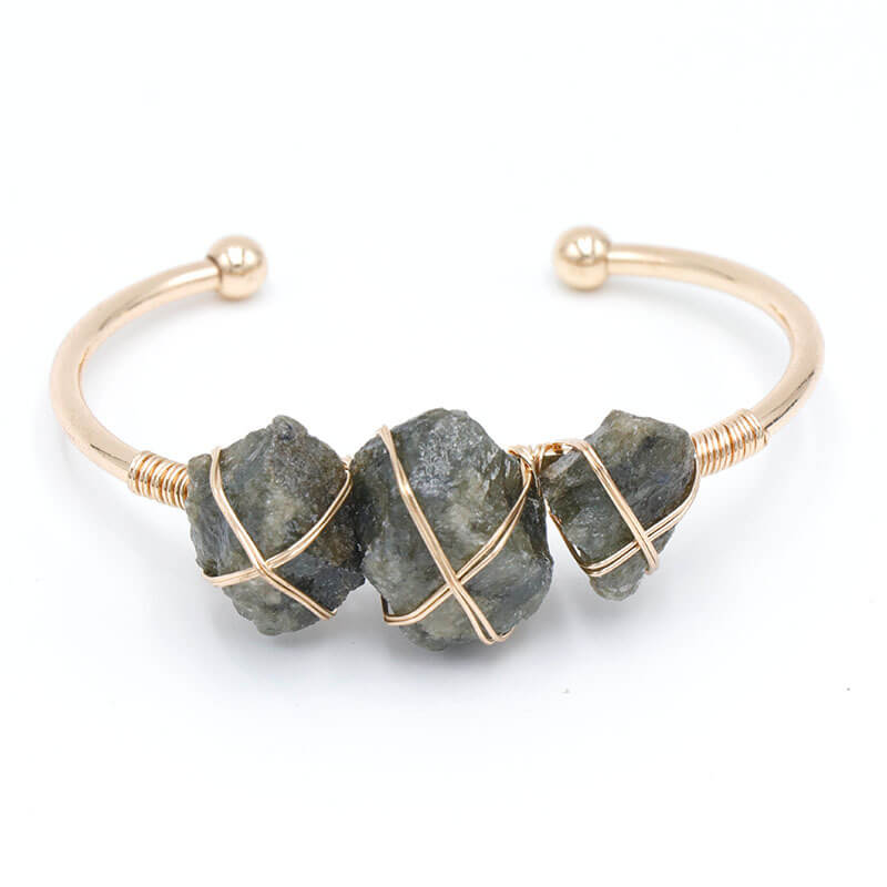 Vintage Boho Style Raw Stone Bracelet labradorite