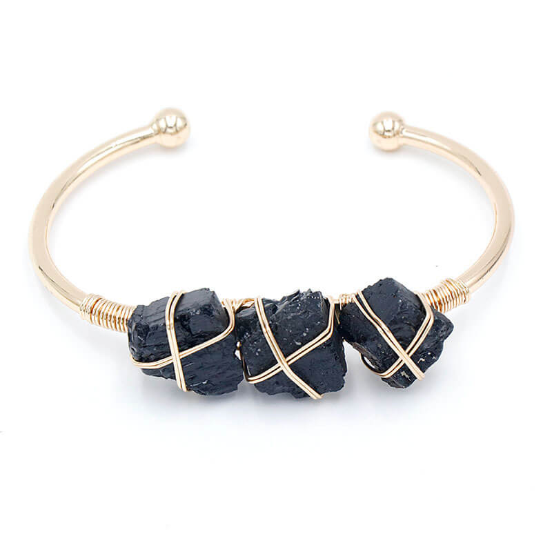 Vintage Boho Style Raw Stone Bracelet tourmaline