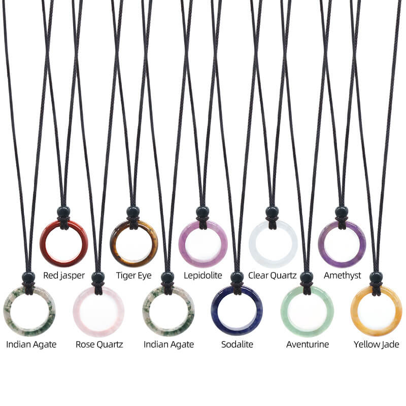 Alternative view of Natural Crystal Ring Pendant Necklace