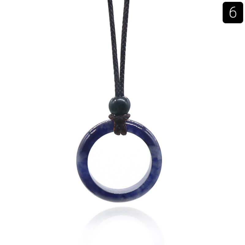 Natural Crystal Ring Pendant Necklace Sodalite