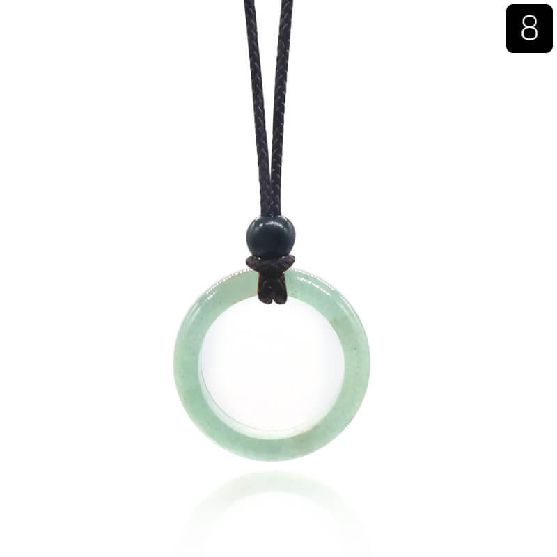 Natural Crystal Ring Pendant Necklace Green Aventurine