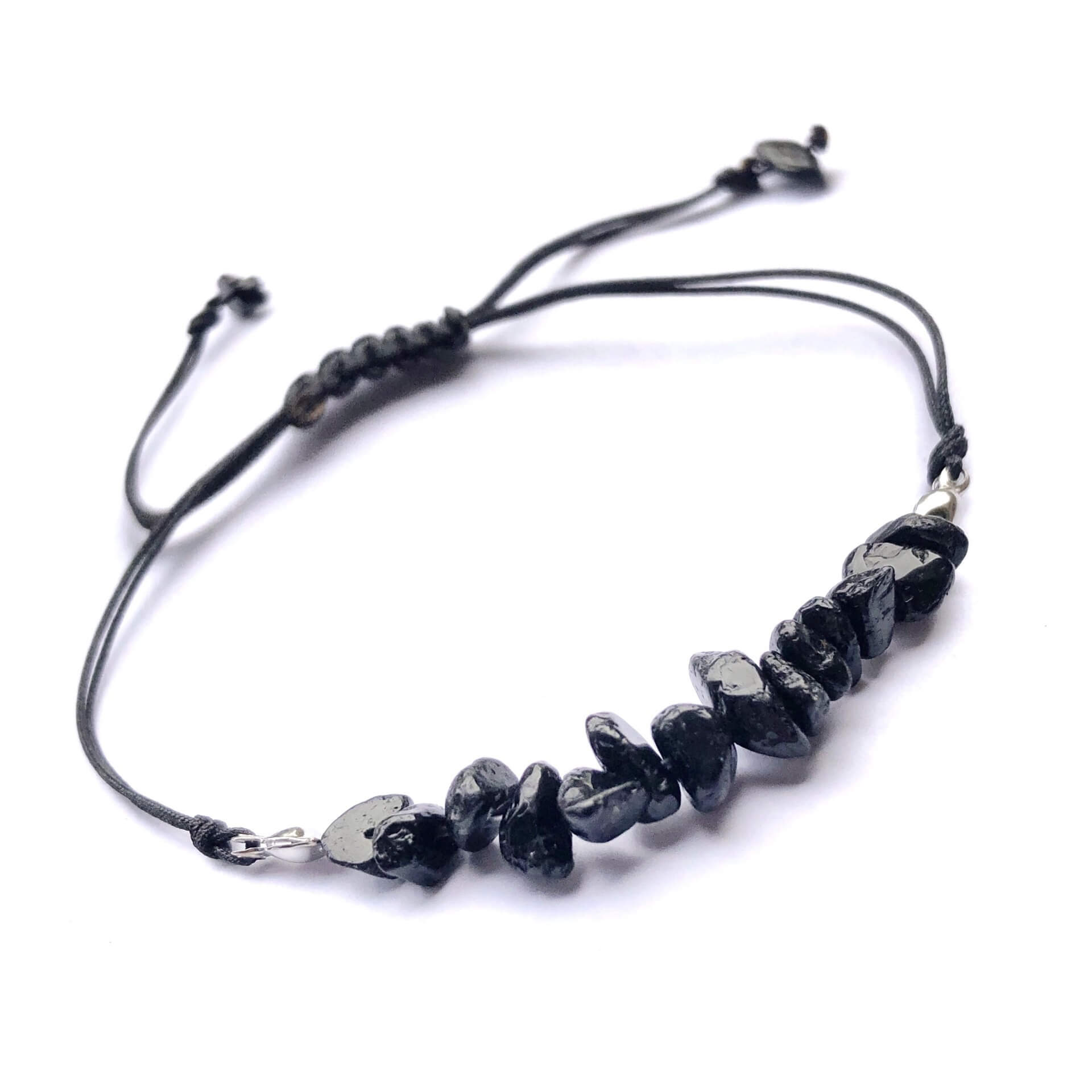 Natural Gemstones Hand Woven Bracelets black obsidian