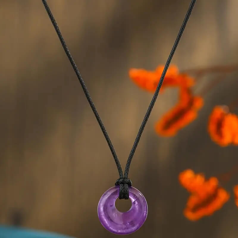 Alternative view of Random 10Pcs Drilled Crystal Circle Pendant Necklace Bulk