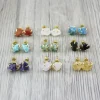 1 Pair Natural Raw Stone Earrings With Crystals
