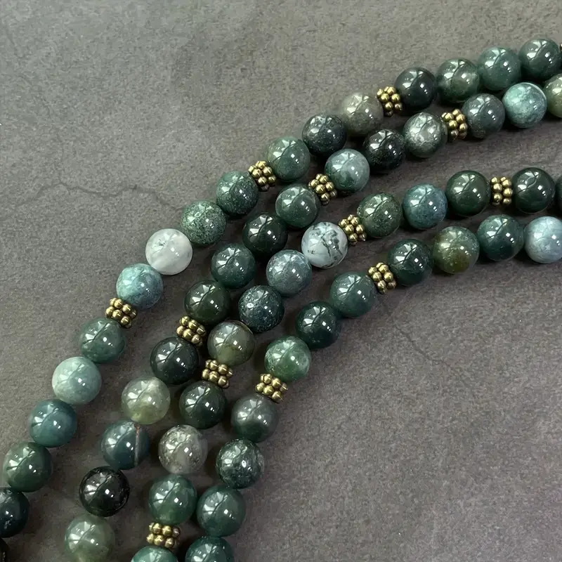 8mm Antique Crystal Necklace With Lotus Charm