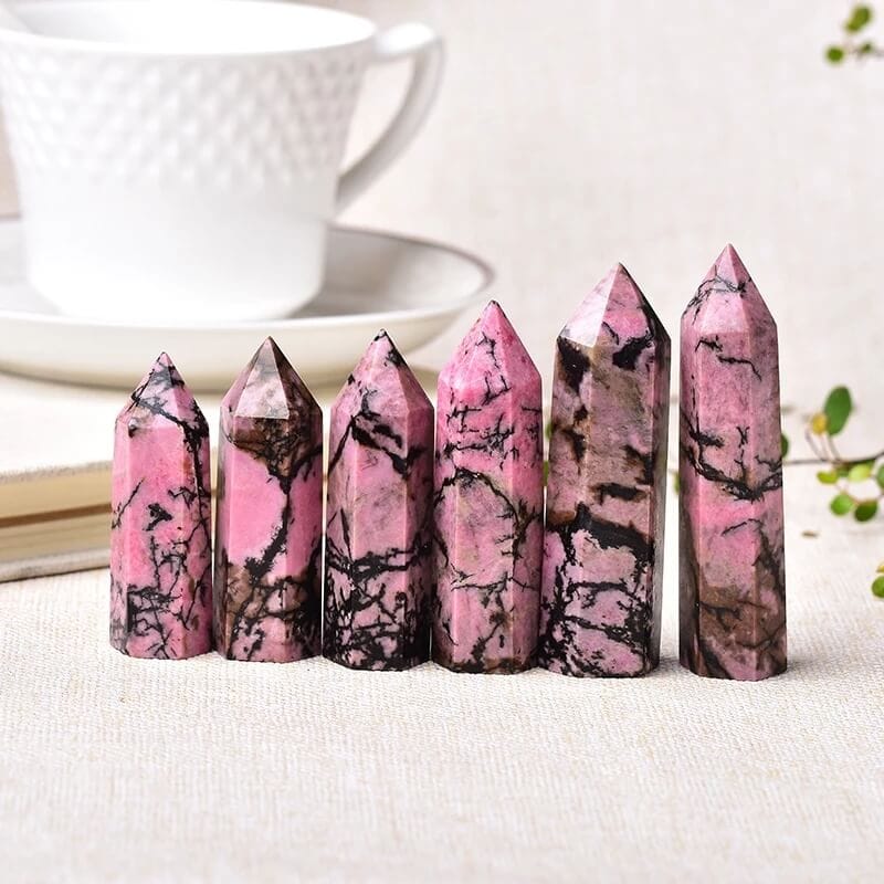 Natural Rhodonite Point Tower Stone For Healing
