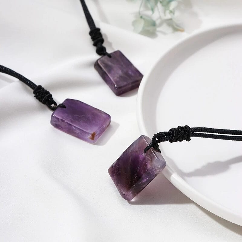 Healing Purple Crystal Necklace With Natural
